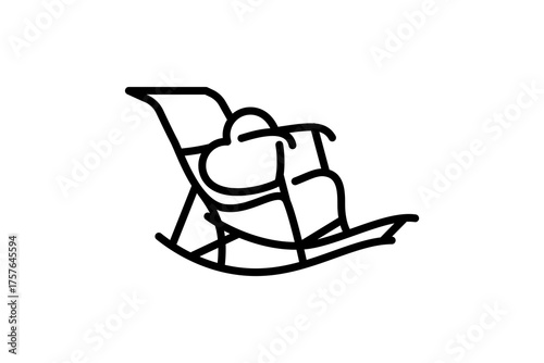 heart shaped rocking chair back view icon vector outline illustration isolated on white background. 