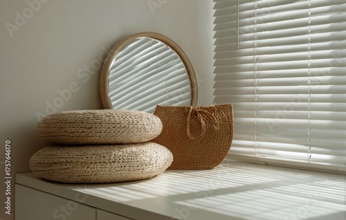 Natural Light and Woven Decor Create a Cozy Atmosphere in a Modern Interior S...