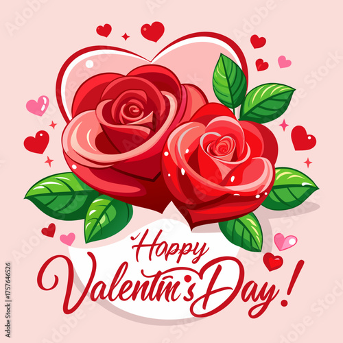 Beautiful romantic valentine's day roses illustration for declarations of love