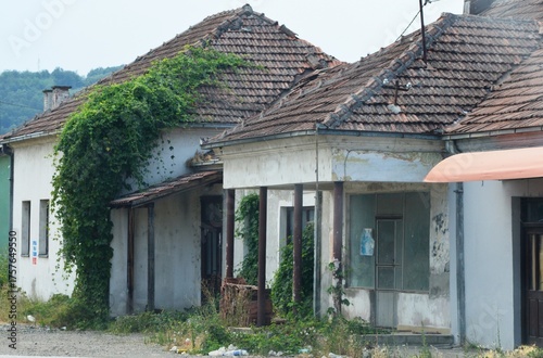 old house overgrown with green plants