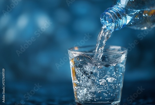 Pouring Clear Water Into a Glass With Bubbles in a Peaceful Setting