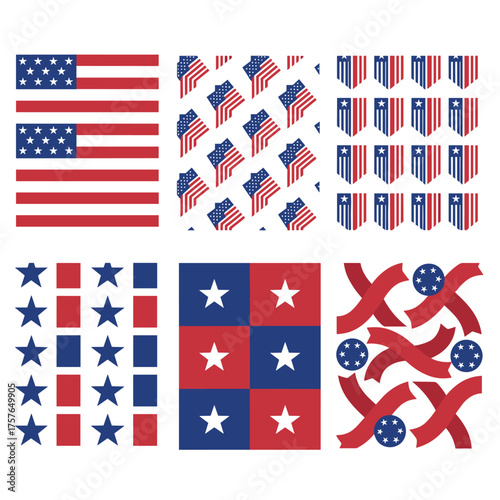 This seamless pattern set features a blue U