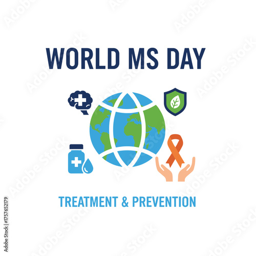 Vector illustration for World Multiple Sclerosis Day, highlighting treatment, prevention, medicine, and health concepts