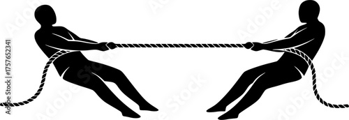 Tug-of-war Icon Competition Conflict Black and White Minimalist Design

