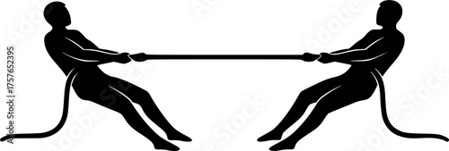 Tug-of-war Icon Competition Conflict Black and White Minimalist Design
