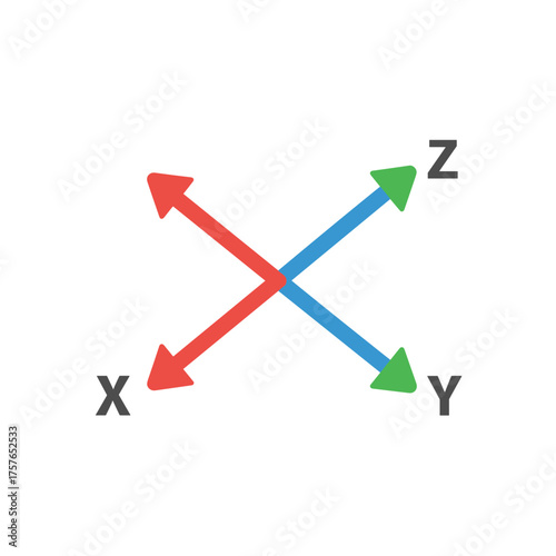 Three-dimensional coordinate axis icon, vector illustration
