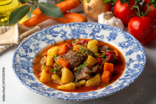 Beef goulash, soup and a st...