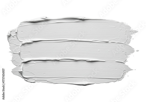 Obraz na płótnie Thick white paint stroke PNG isolated on transparent background, creamy texture