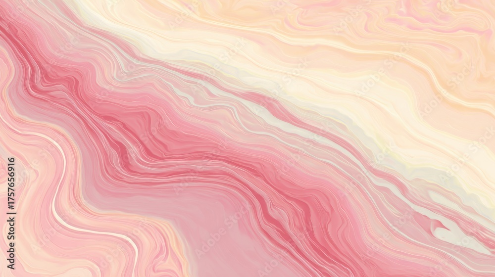 Fototapeta premium Abstract marble texture in pink and beige colors with wavy pattern