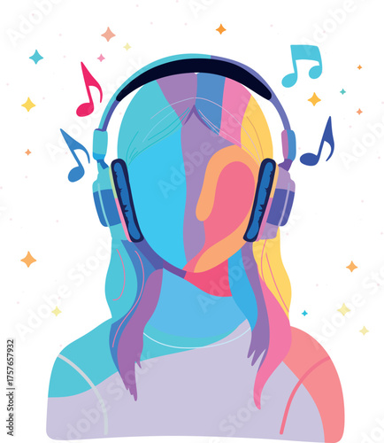Faceless Woman Listening to Music