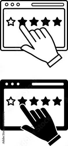 Rating Icons. Black and White Vector Illustrations. Company or Product Rating, Online Customer Opinion. Feedback Concept