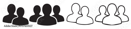 People Icon Set in Flat and Line Style Vector