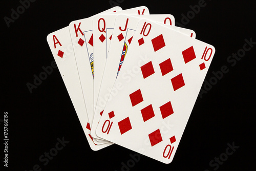 The unbeatable hand in poker known as a Royal Flush - ace, king, queen, jack and 10 in the same suit