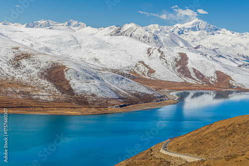 Yamdrok lake is a freshwater lake located in Nangartse County, Shannan Prefecture, about 170 km (110 mi) southwest of Lhasa, capital of Tibet in China