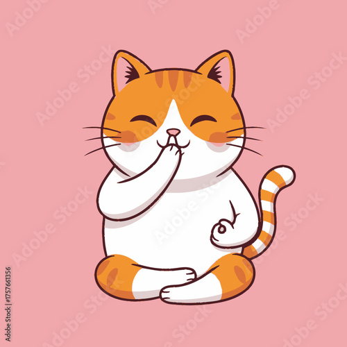 Cute giggling cat cartoon illustration