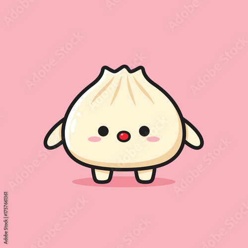 Cute steamed bun dumpling character vector