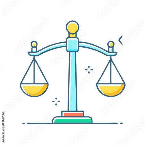 Scales of Justice with Yellow Substance as Symbol of Legal Equilibrium