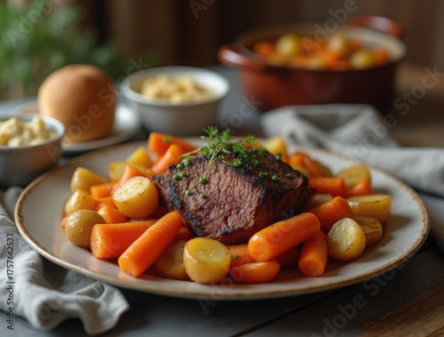 Grilled Beef Strip Loin Steak with Roast Vegetables