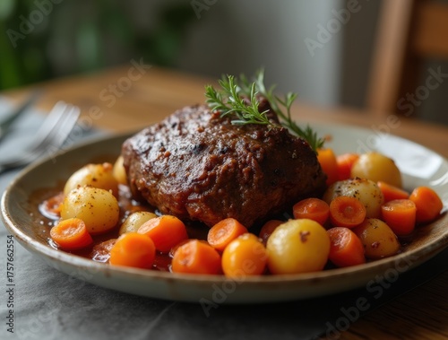 Grilled Beef Strip Loin Steak with Roast Vegetables