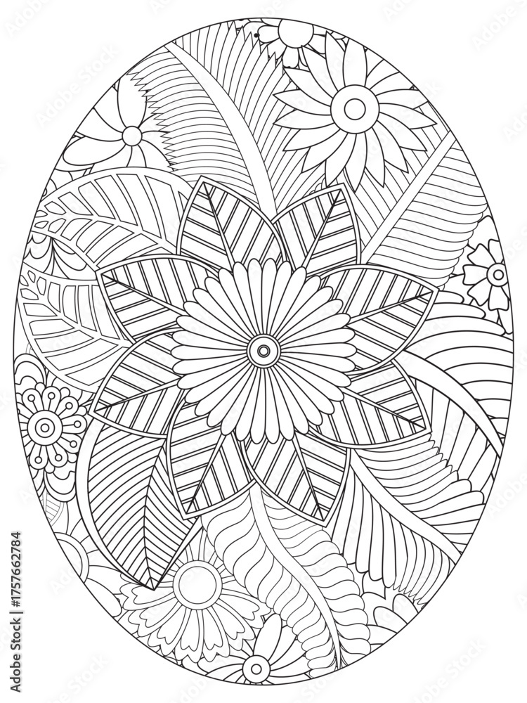 Fototapeta premium PrintFlowers Coloring Pages For Adules