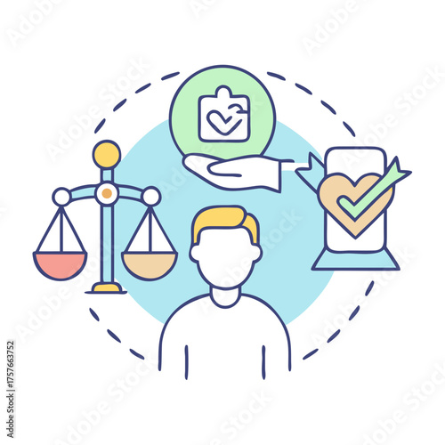 Conceptual vector artwork depicting ethical principles and corporate social responsibility