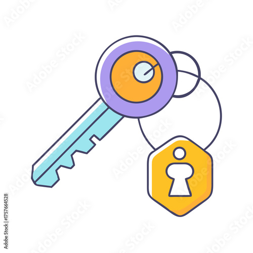 Modern Key and Key Fob Symbolizing Security and Access Control Illustration