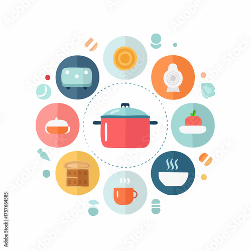 Essen- und Küchen-Icons Vektorset