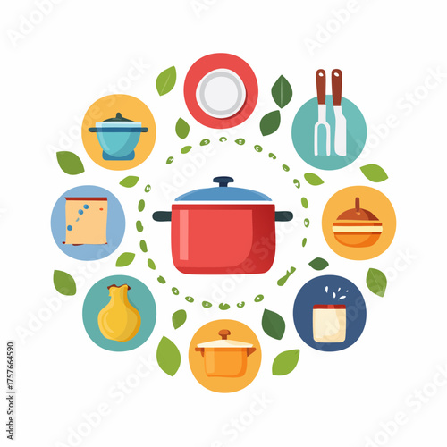 Essen- und Küchen-Icons Vektorset