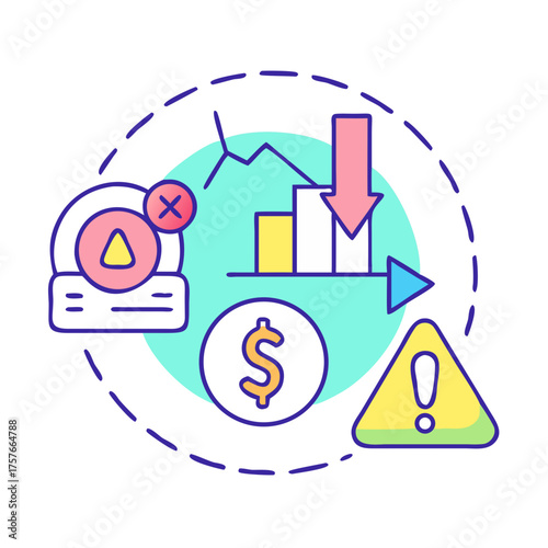 Economic downturn and decline, illustrating financial risk and market volatility factors