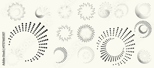 Collection of vector design elements. Set of logos with lines, spirals and circles. Various forms of line and dots design.Vector logo collection. Bundle of circle icons and elements. Set of lines art.
