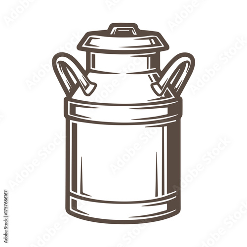 Vintage metal milk can with handles and lid silhouette
