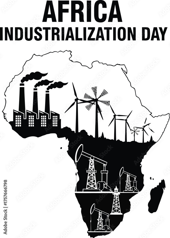 Naklejka premium Africa industrialization day illustration promoting sustainable industrial development