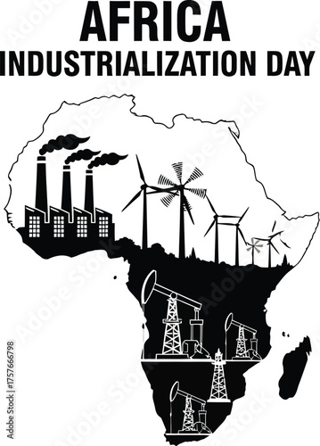 Africa industrialization day illustration promoting sustainable industrial development