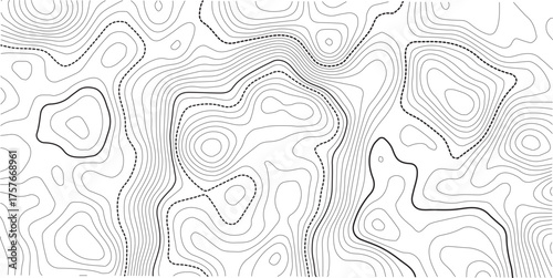 Black and white lines seamless Topographic map patterns. Vintage outdoors style. The stylized height of the topographic map contour in lines and contours isolated on transparent.