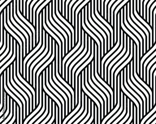 Black wavy lines simple pattern, seamless background	
