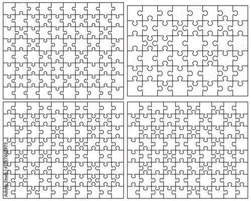 Four different  white puzzles
