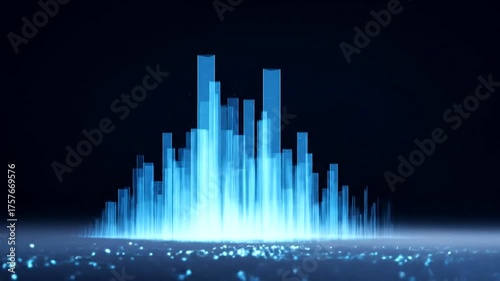 Abstract Cityscape Glowing with Digital Light and Technology Innovation Background