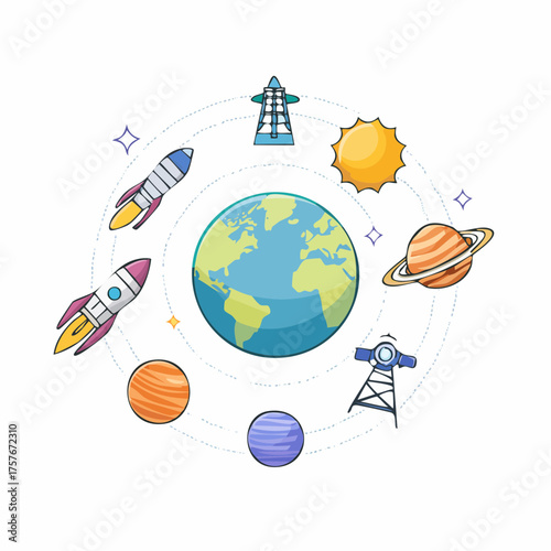 Weltraum- und Astronomie-Icons Vektorset