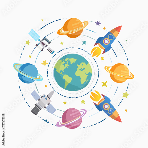 Weltraum- und Astronomie-Icons Vektorset