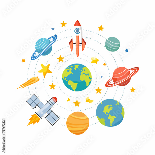 Weltraum- und Astronomie-Icons Vektorset