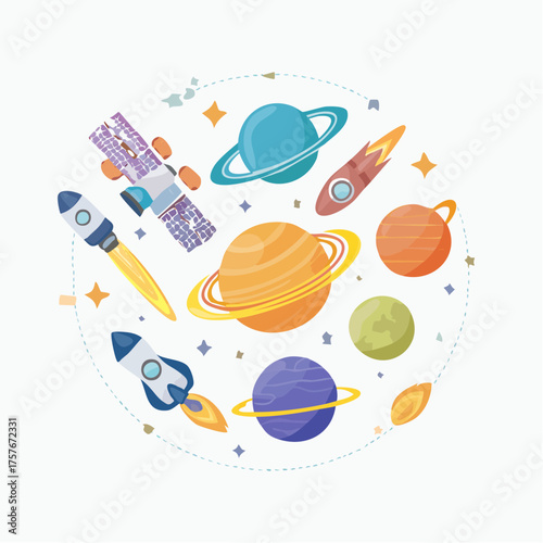Weltraum- und Astronomie-Icons Vektorset