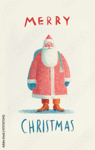 christmas card with illustration santa claus