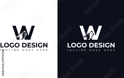 W letter Initial logo Concept with Wolf  Infinity Design
