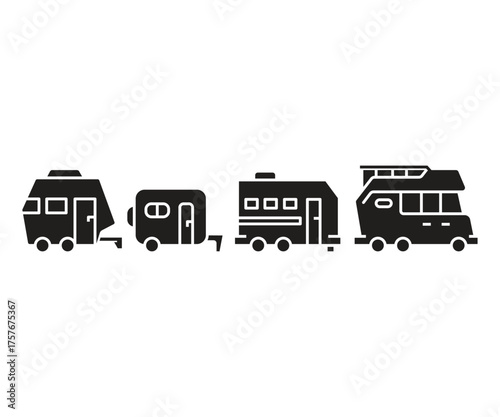 motor home and rv icons set vector