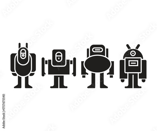 smart robot character icons set