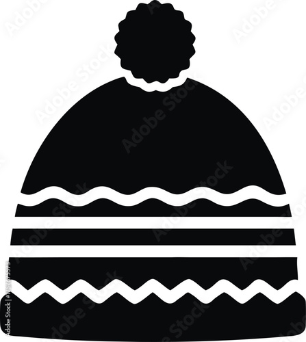 Cozy knitted winter beanie hat with a fluffy pom pom isolated on white background for design isolated on transparent background