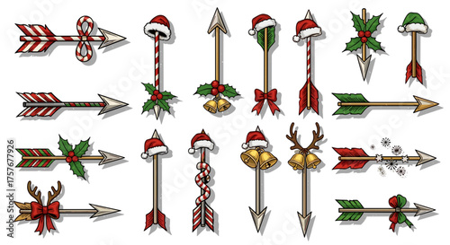 Vector art of collection of christmas themed arrows