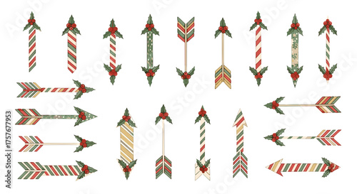 Vector art of collection of decorative arrows with christmas theme