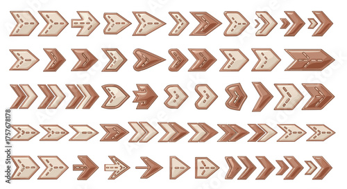 Vector art of collection of rustic wooden arrows pointing in various directions