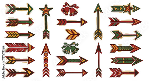 Vector art of collection of decorative arrows and bells